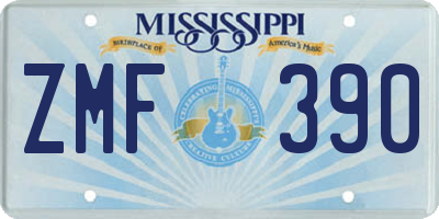 MS license plate ZMF390
