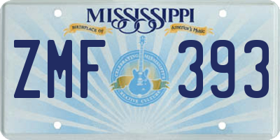 MS license plate ZMF393