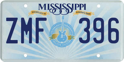 MS license plate ZMF396