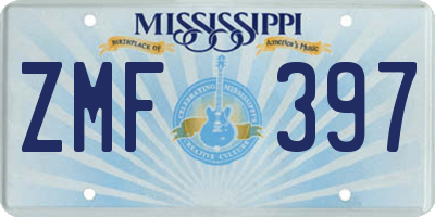 MS license plate ZMF397