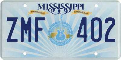 MS license plate ZMF402