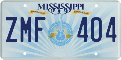 MS license plate ZMF404