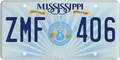 MS license plate ZMF406