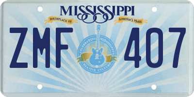 MS license plate ZMF407