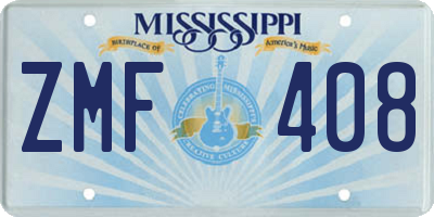 MS license plate ZMF408