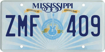 MS license plate ZMF409