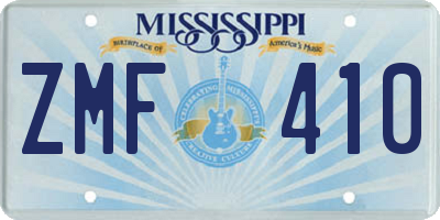 MS license plate ZMF410