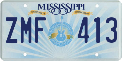 MS license plate ZMF413