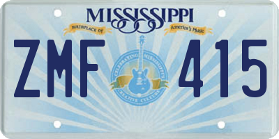 MS license plate ZMF415