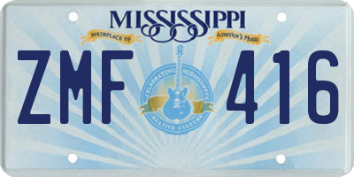 MS license plate ZMF416