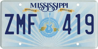 MS license plate ZMF419
