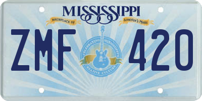 MS license plate ZMF420