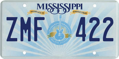 MS license plate ZMF422