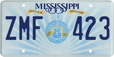 MS license plate ZMF423