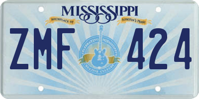MS license plate ZMF424