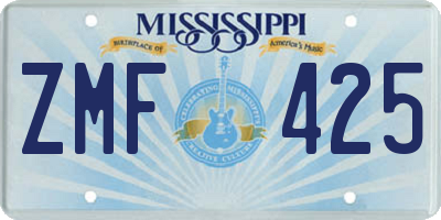 MS license plate ZMF425