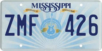 MS license plate ZMF426