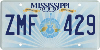 MS license plate ZMF429