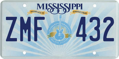 MS license plate ZMF432