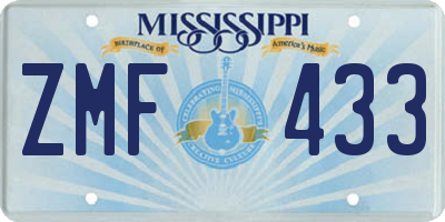 MS license plate ZMF433