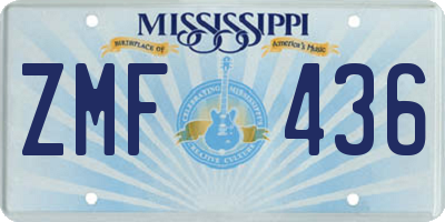 MS license plate ZMF436