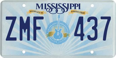 MS license plate ZMF437