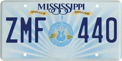 MS license plate ZMF440