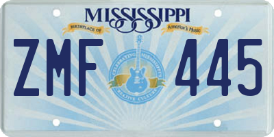 MS license plate ZMF445