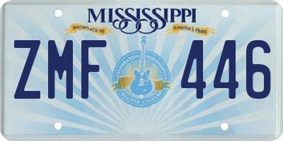 MS license plate ZMF446