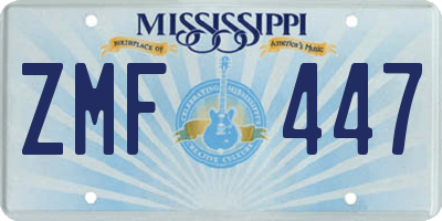 MS license plate ZMF447