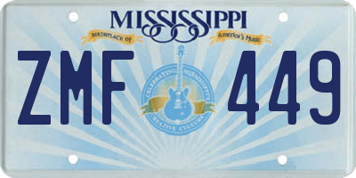 MS license plate ZMF449