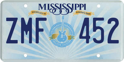 MS license plate ZMF452
