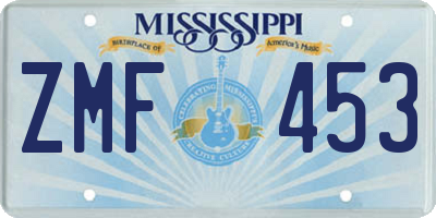MS license plate ZMF453