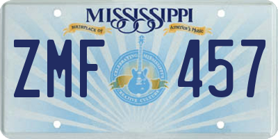 MS license plate ZMF457