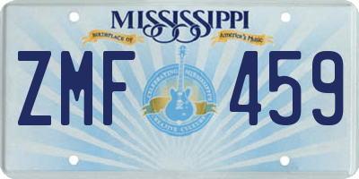 MS license plate ZMF459