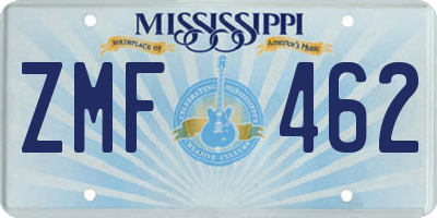 MS license plate ZMF462