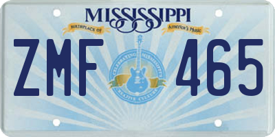 MS license plate ZMF465