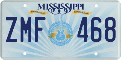 MS license plate ZMF468