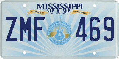 MS license plate ZMF469