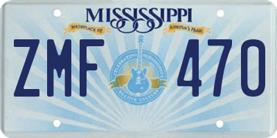 MS license plate ZMF470