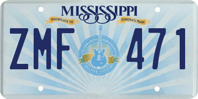 MS license plate ZMF471
