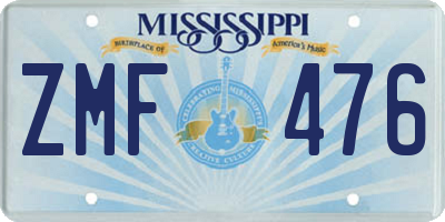 MS license plate ZMF476