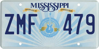 MS license plate ZMF479