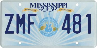 MS license plate ZMF481