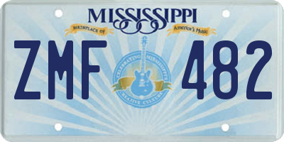 MS license plate ZMF482