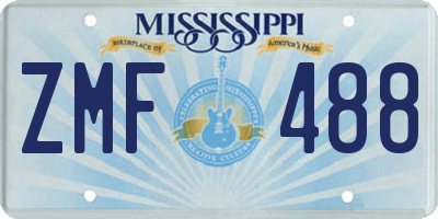 MS license plate ZMF488