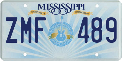 MS license plate ZMF489