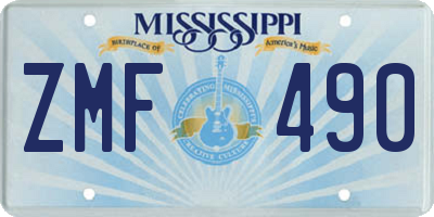 MS license plate ZMF490