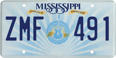 MS license plate ZMF491
