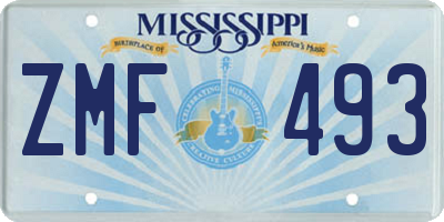 MS license plate ZMF493